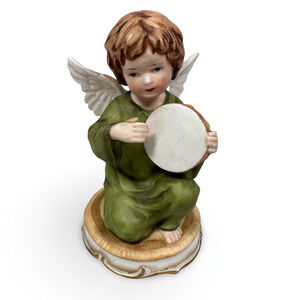 Vintage Gift World Of Gorham The Angels Serenade Figurine Tambourine Bone China